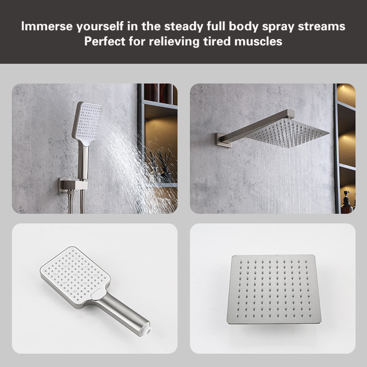 Brushed Nickel Dual Shower System with Handheld and Wall Mount