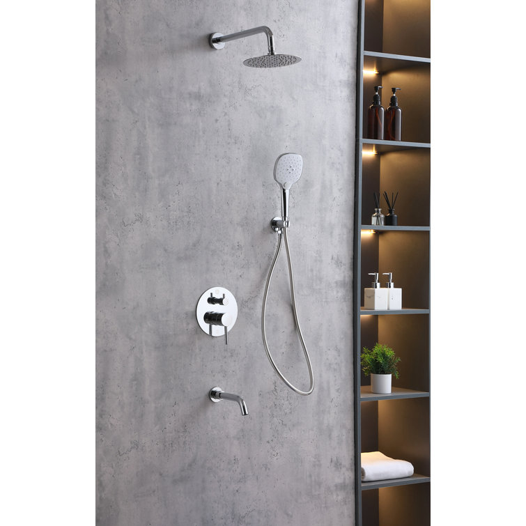 Chrome Dual Showerhead Wall Mounted System with Handheld