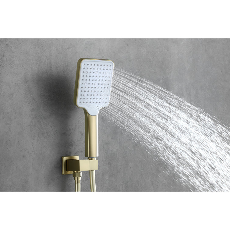Brushed Gold Brass Handheld Wall Mounted Shower System