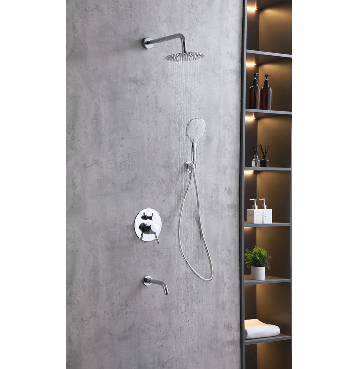 Chrome Dual Showerhead Wall Mounted System with Handheld
