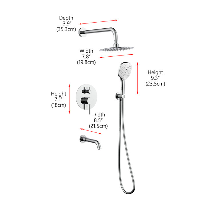 Chrome Dual Showerhead Wall Mounted System with Handheld