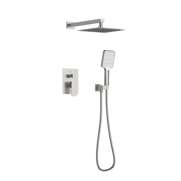 Brushed Nickel Dual Shower System with Handheld and Wall Mount