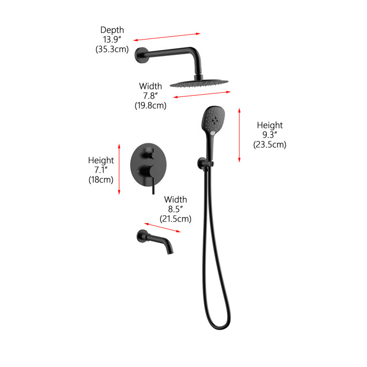 Matte Black Brass Wall Mounted Handheld Shower System