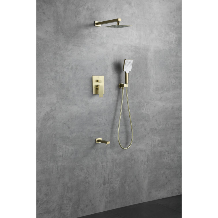 Brushed Gold Brass Handheld Wall Mounted Shower System