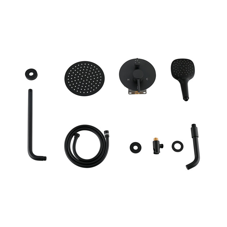 Matte Black Brass Wall Mounted Handheld Shower System