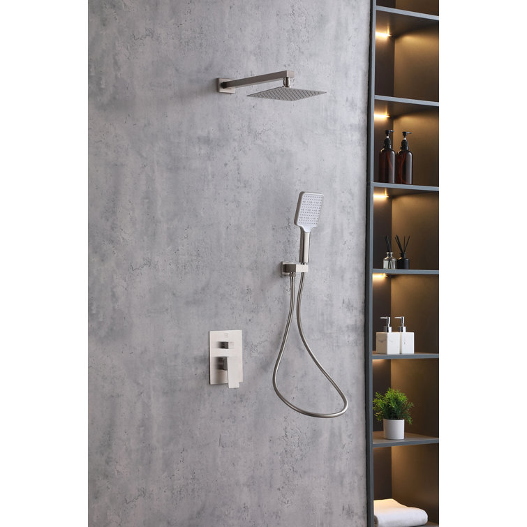 Brushed Nickel Dual Shower System with Handheld and Wall Mount