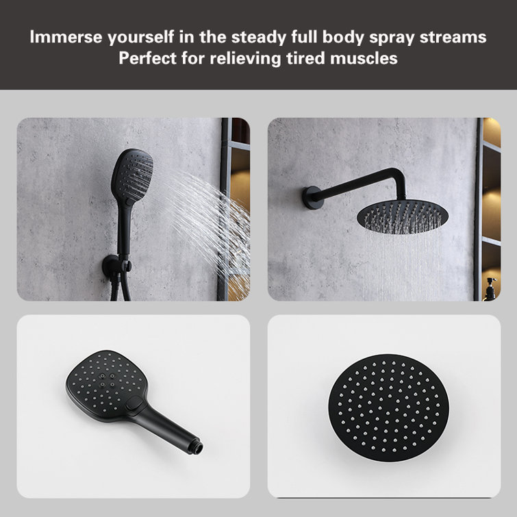 Matte Black Brass Wall Mounted Handheld Shower System