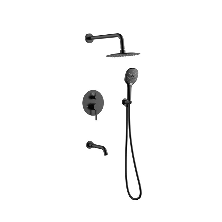 Matte Black Brass Wall Mounted Handheld Shower System