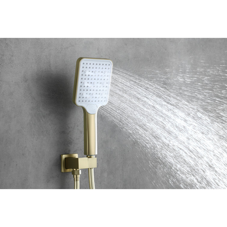 Brushed Gold Brass Handheld Wall Mounted Shower System