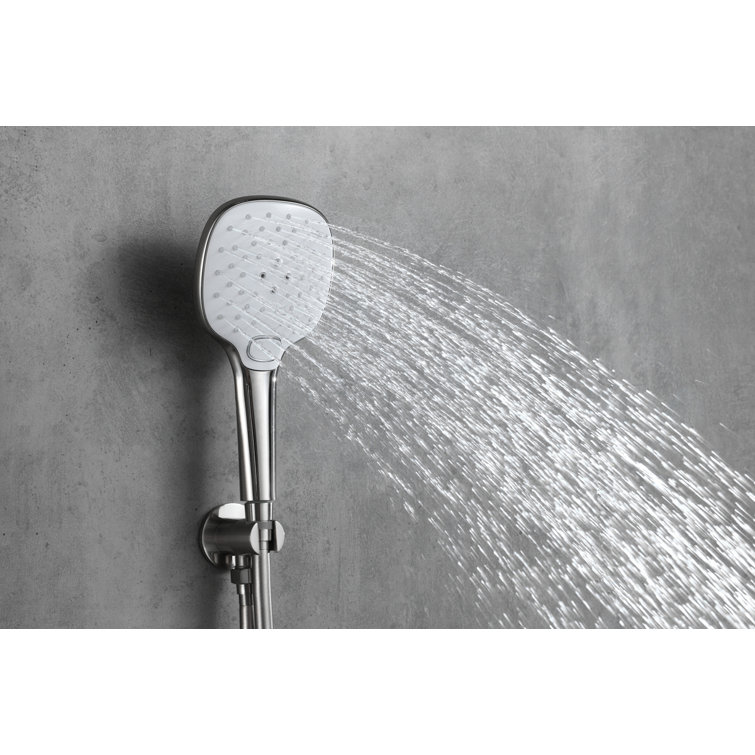 Brushed Nickel Dual Showerhead System with Handheld and Wall Mount