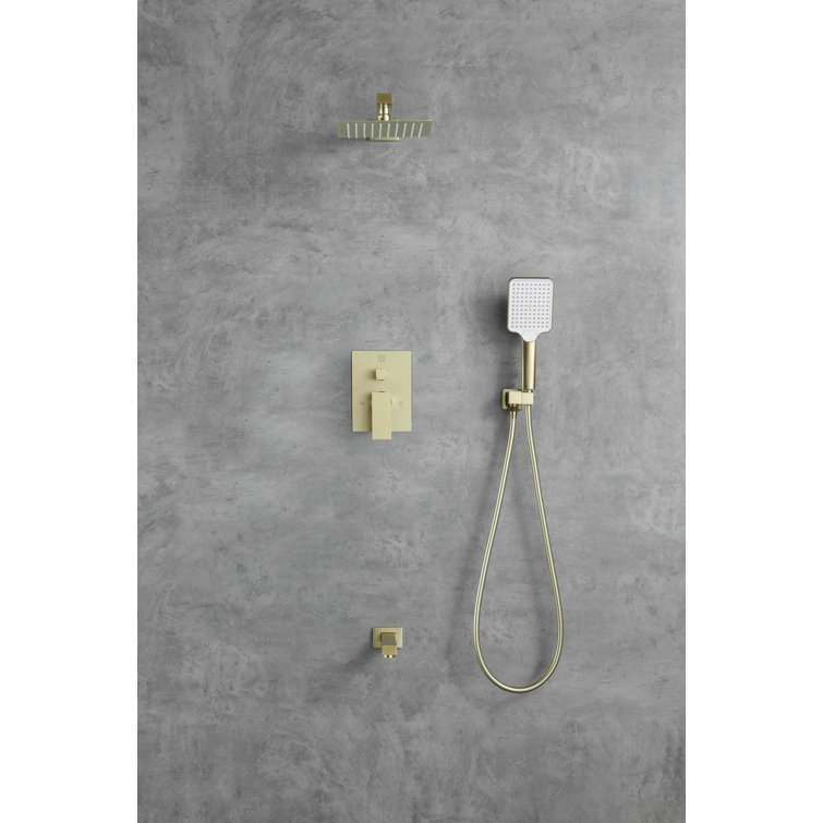 Brushed Gold Brass Handheld Wall Mounted Shower System
