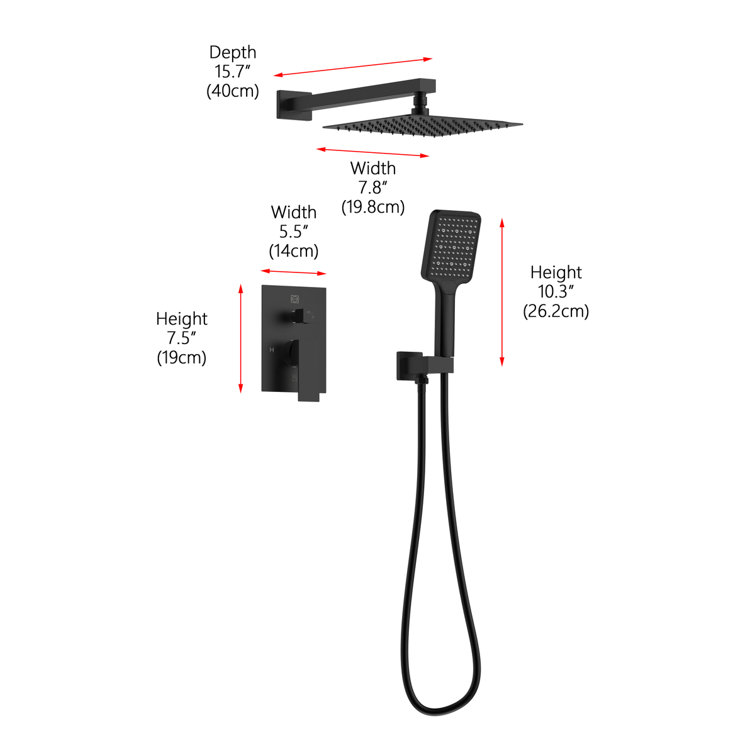 Matte Black Brass Wall Mounted Handheld Shower System