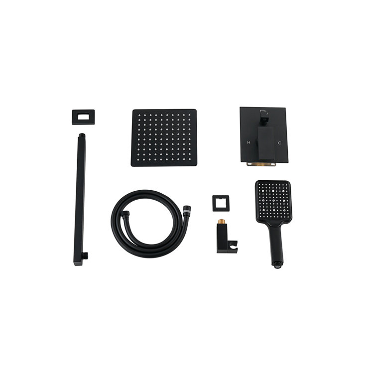 Matte Black Brass Wall Mounted Handheld Shower System