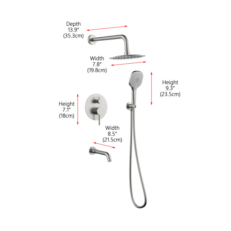 Brushed Nickel Dual Showerhead System with Handheld and Wall Mount