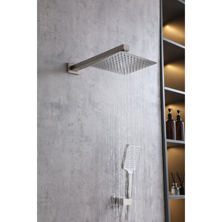 Brushed Nickel Dual Shower System with Handheld and Wall Mount