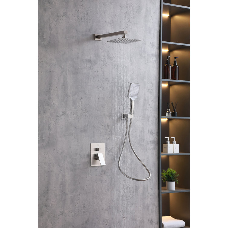 Brushed Nickel Dual Shower System with Handheld and Wall Mount