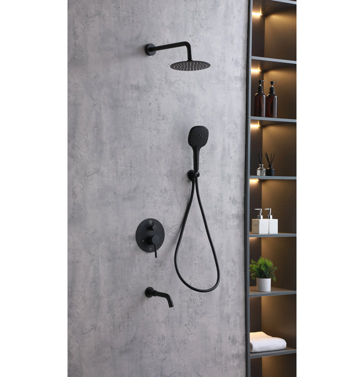 Matte Black Brass Wall Mounted Handheld Shower System