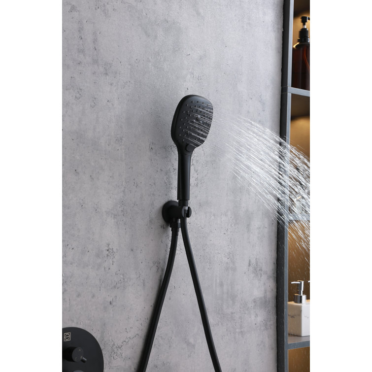 Matte Black Brass Wall Mounted Handheld Shower System