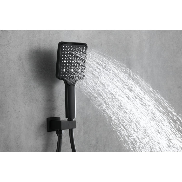 Matte Black Brass Wall Mounted Handheld Shower System