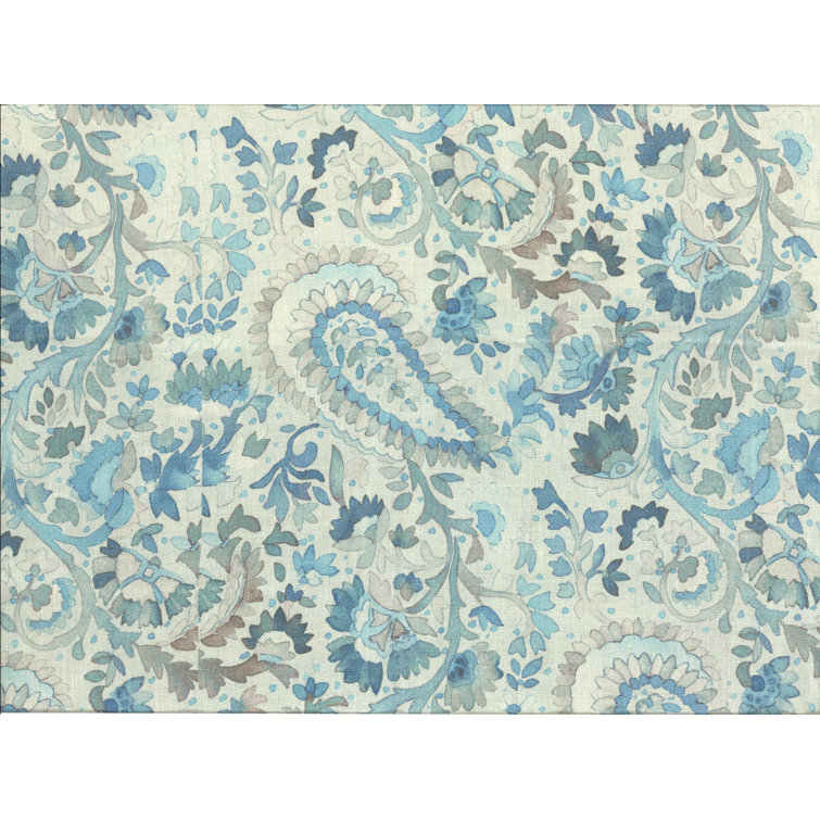 Ines Blue Paisley Floral Linen Full/Queen Duvet Cover
