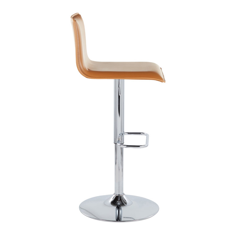 Camel Faux Leather Adjustable Swivel Bar Stools with Chrome Base