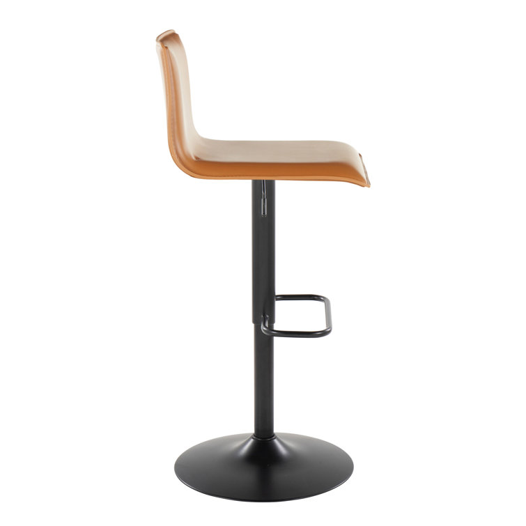 Camel Faux Leather Adjustable Swivel Bar Stools with Chrome Base