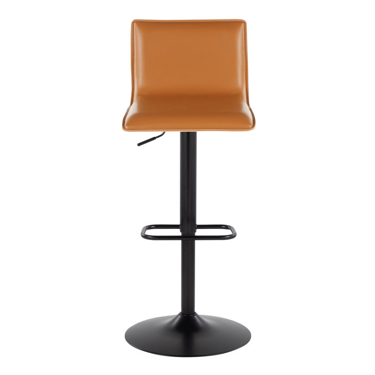 Camel Faux Leather Adjustable Swivel Bar Stools with Chrome Base
