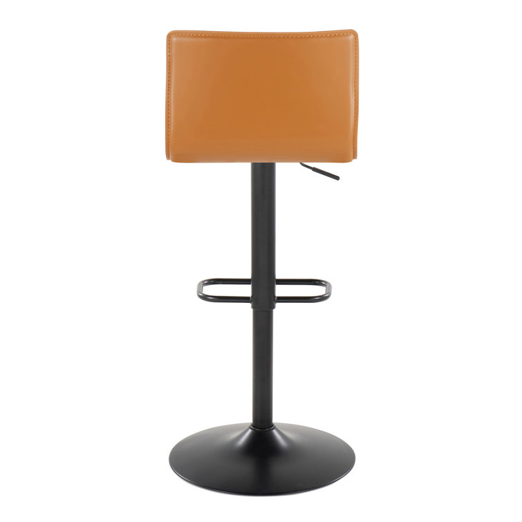 Camel Faux Leather Adjustable Swivel Bar Stools with Chrome Base