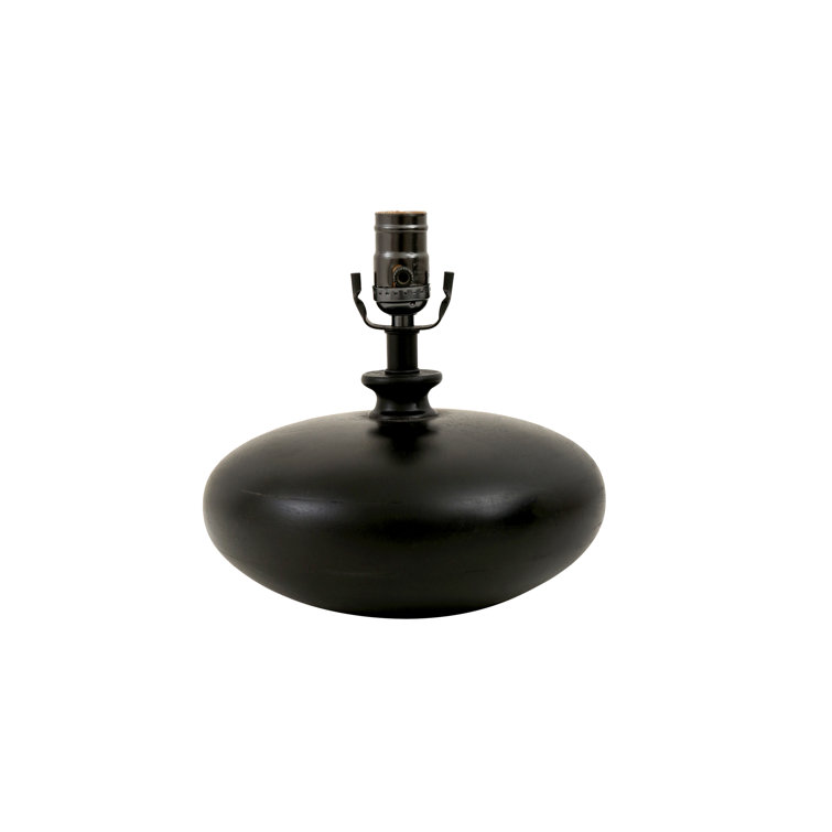 Black Mango Wood Table Lamp with White Cotton Shade