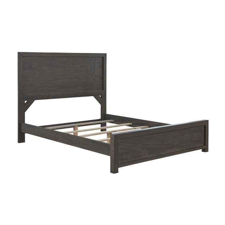 Transitional Brown and Gray King Wood Panel Bed