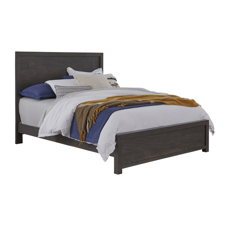 Transitional Brown and Gray King Wood Panel Bed