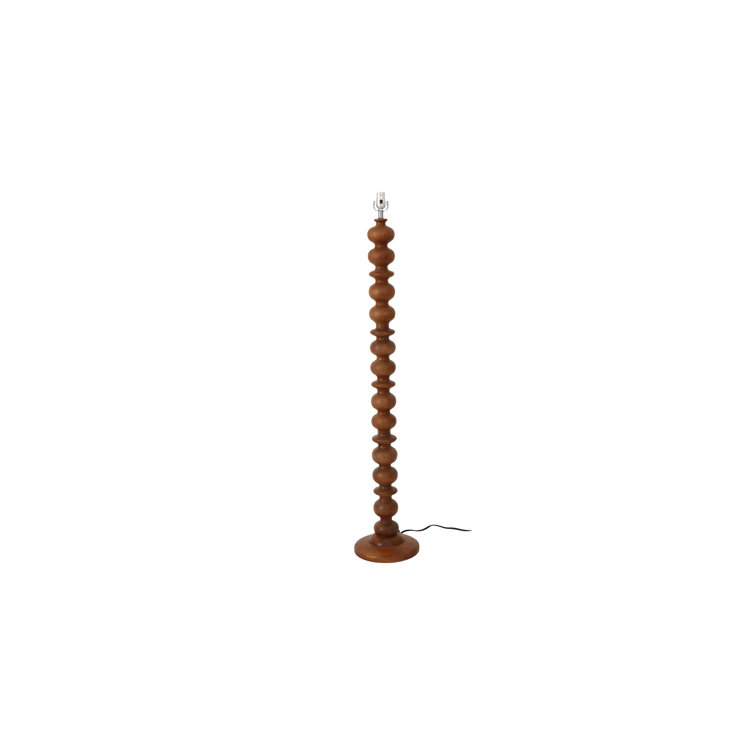 Honey Brown Solid Wood Floor Lamp with White Cotton Shade