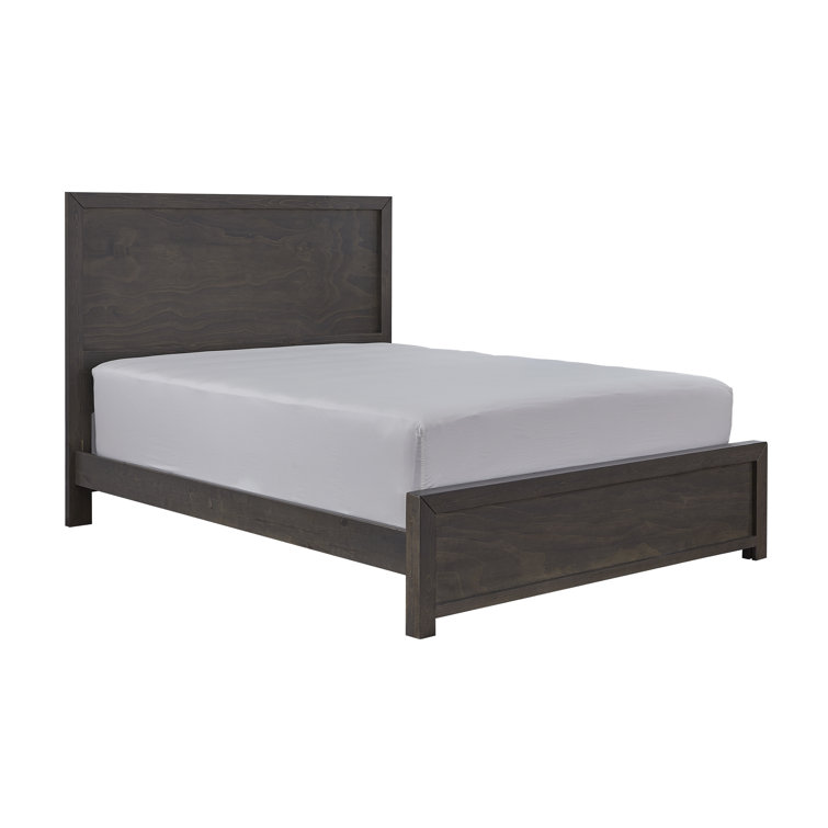 Transitional Brown and Gray King Wood Panel Bed