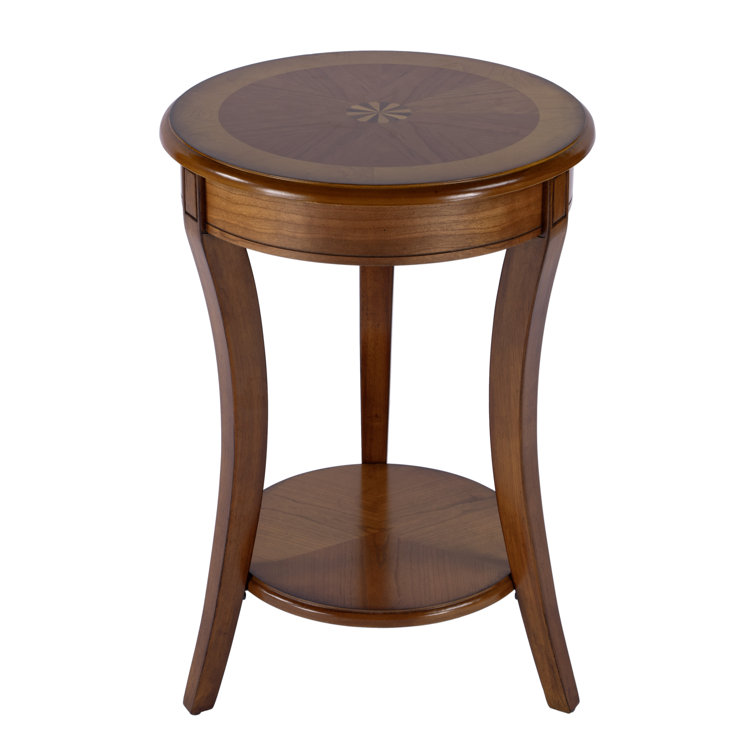 Transitional Olive Ash 18" Round Wood Side Table