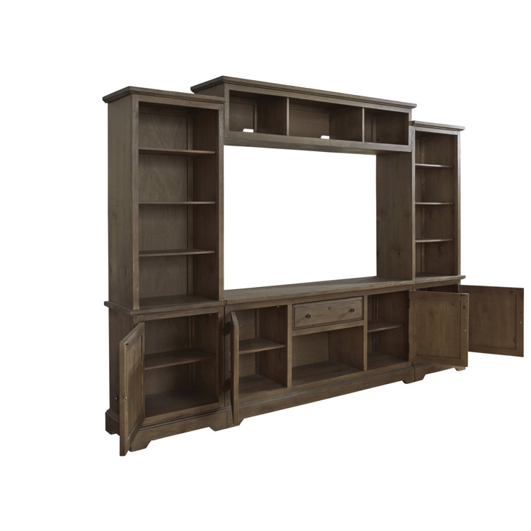 Traditional Brown Wood 118'' Media Center with Shelves