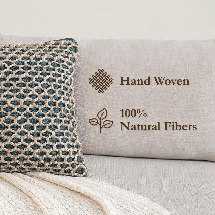 Indigo and Jute 20" Cotton Euro Pillow Covers Set