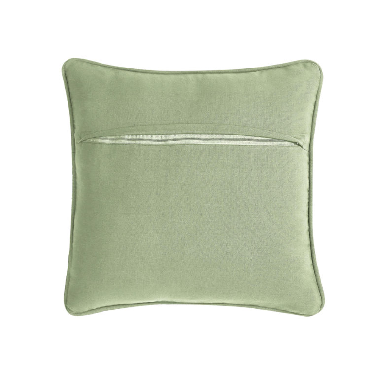 Sage Green and Natural Woven Jute Square Throw Pillow