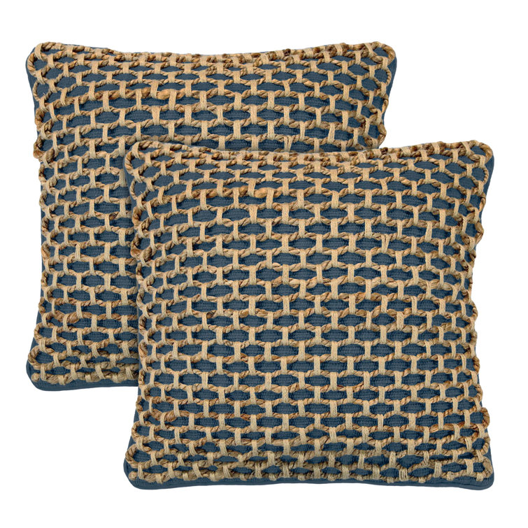 Indigo and Jute 20" Cotton Euro Pillow Covers Set