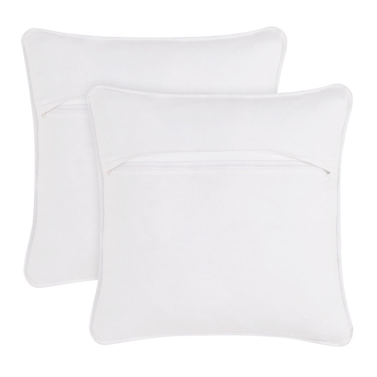 Jada 20" White and Beige Cotton Jute Throw Pillow Covers