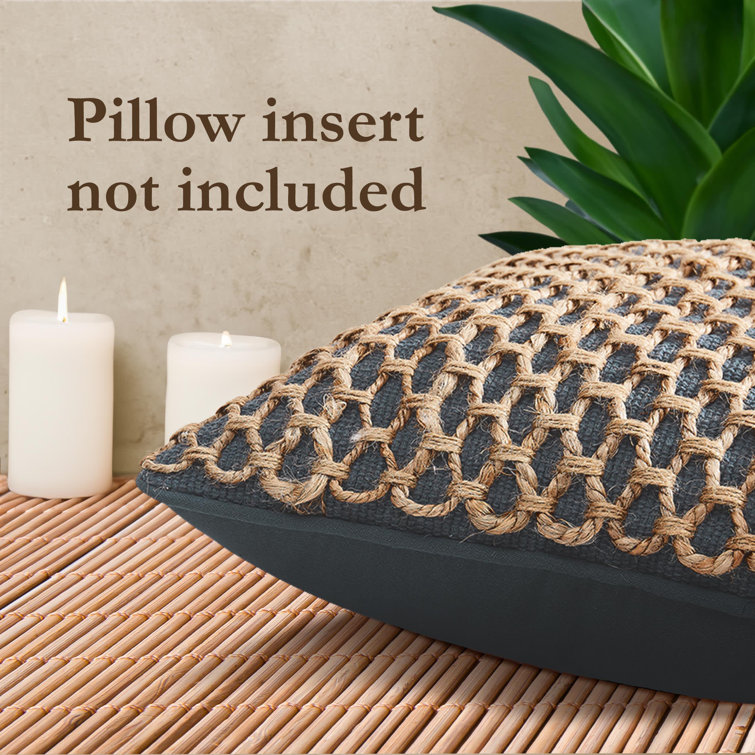 Indigo and Jute 20" Cotton Euro Pillow Covers Set