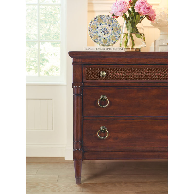 Charleston Brown Cherry Veneer 3-Drawer Nightstand