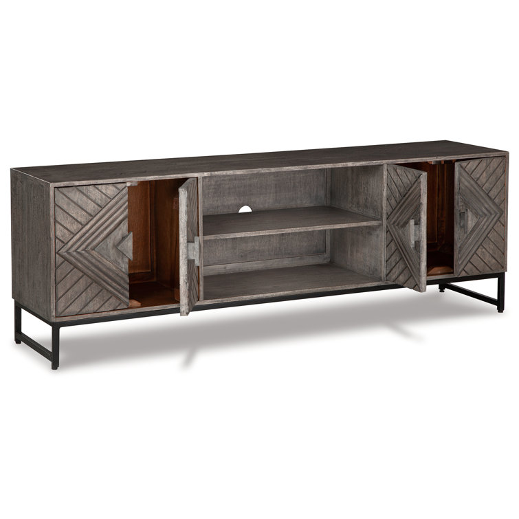 Treybrook Distressed Gray & Black Iron Accent Cabinet