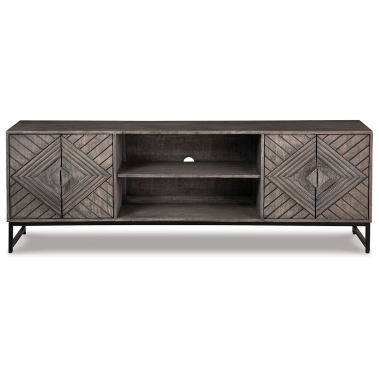 Treybrook Distressed Gray & Black Iron Accent Cabinet