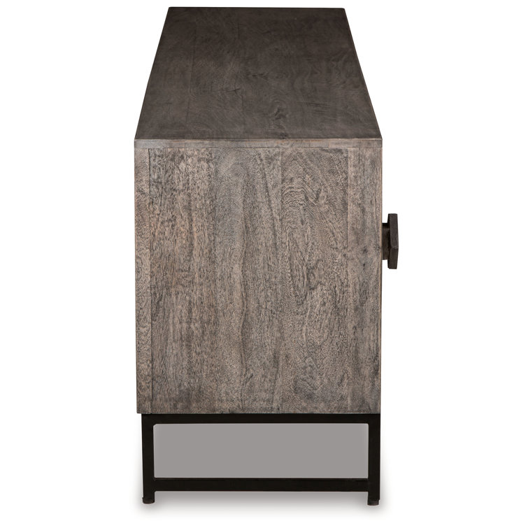 Treybrook Distressed Gray & Black Iron Accent Cabinet