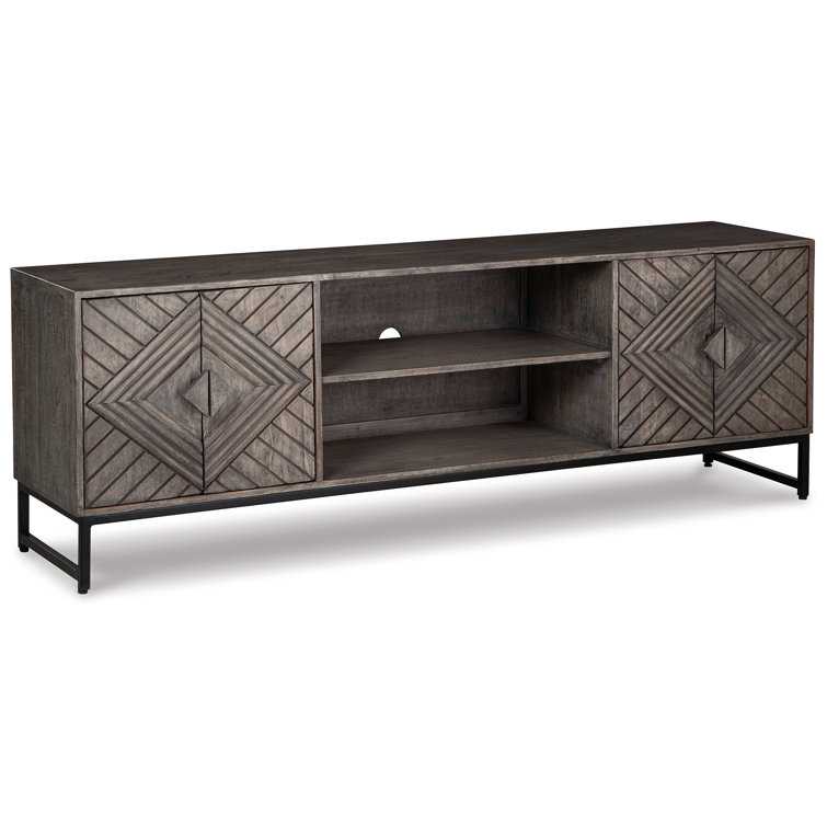 Treybrook Distressed Gray & Black Iron Accent Cabinet
