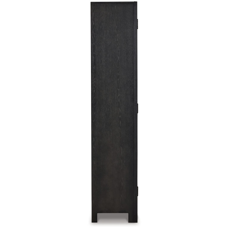 Black and Gray Transitional 76" Wood Accent Cabinet with Adjustable Shelving