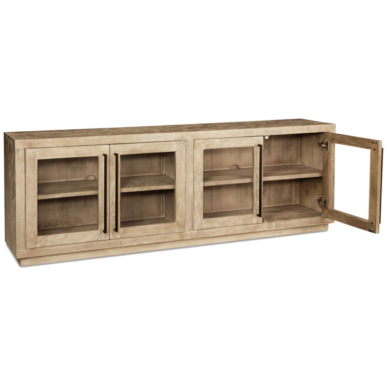 Natural Light Brown Mango Wood 4-Door Accent Cabinet