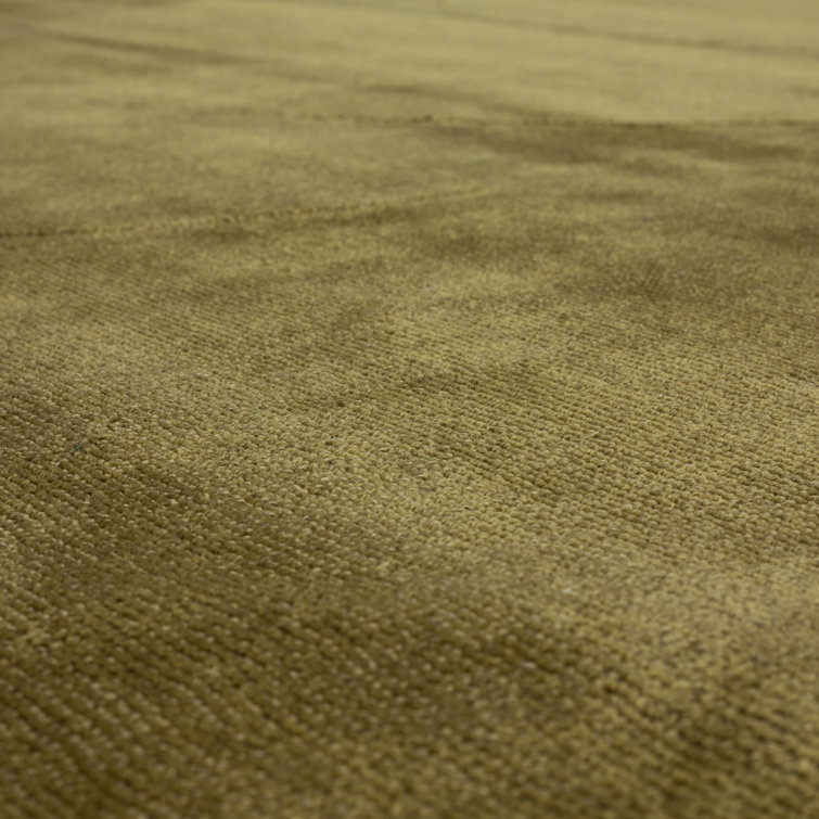 Luna Moss Green Geometric Wool and Viscose Area Rug