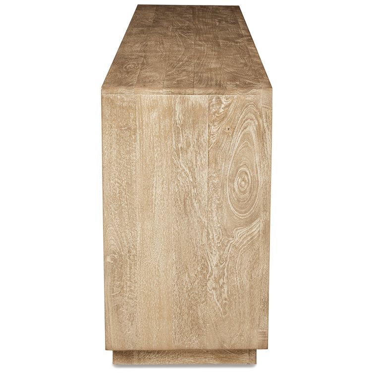 Natural Light Brown Mango Wood 4-Door Accent Cabinet