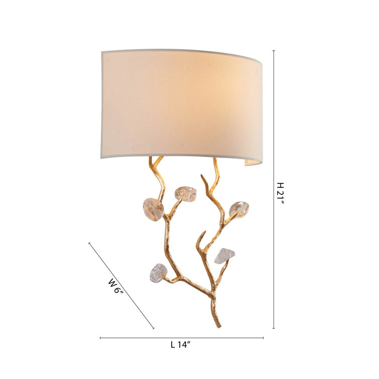 Elegant Gold Metal & Clear Glass Wall Sconce with Off-White Shade